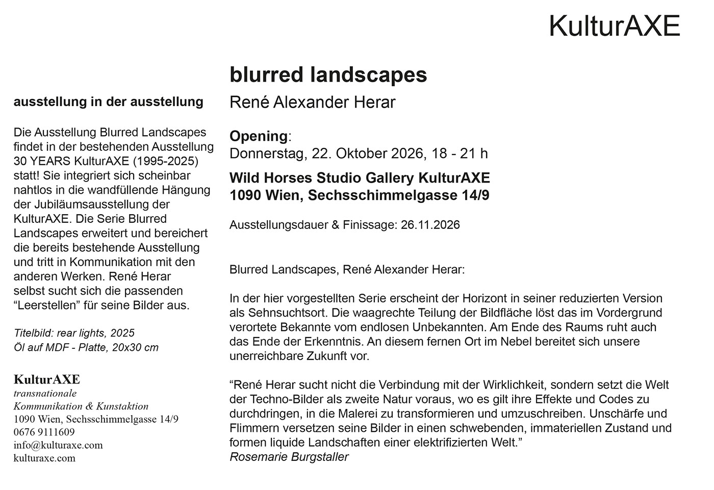 Einladung_blurredlandscapes rear-lights René Alexander Herar